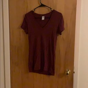 Maroon V-Neck PINK tee